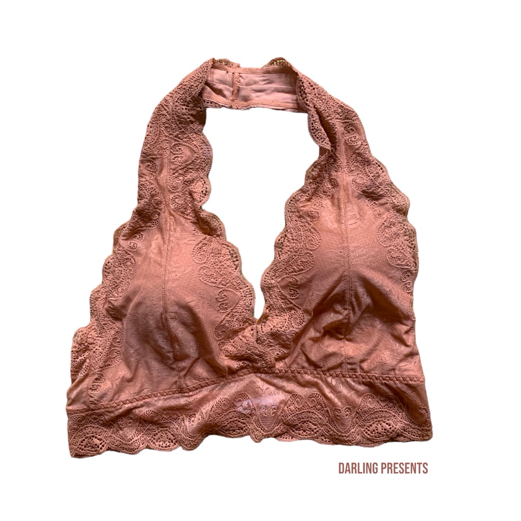 Zenana Outfitters Lace Halter Bra Women Color Sand Size 3x